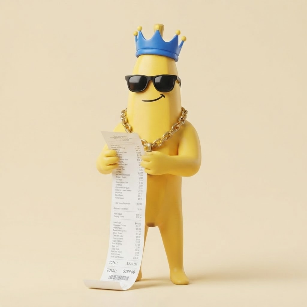 Mr. Cheap holding a grocery receipt