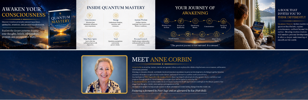 Quantum Mastery by Anne Corbin — Awaken Your Consciousness, featuring a foreword by Peter Sage and an afterword by Esu (Nick Bell)