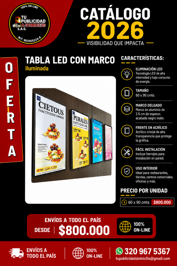 Tabla LED con Marco Iluminada