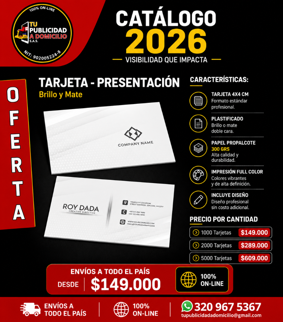 Tarjetas de Presentación Brillo y Mate