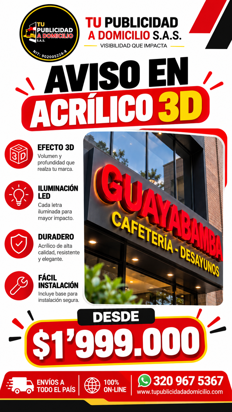 Aviso en Acrílico 3D