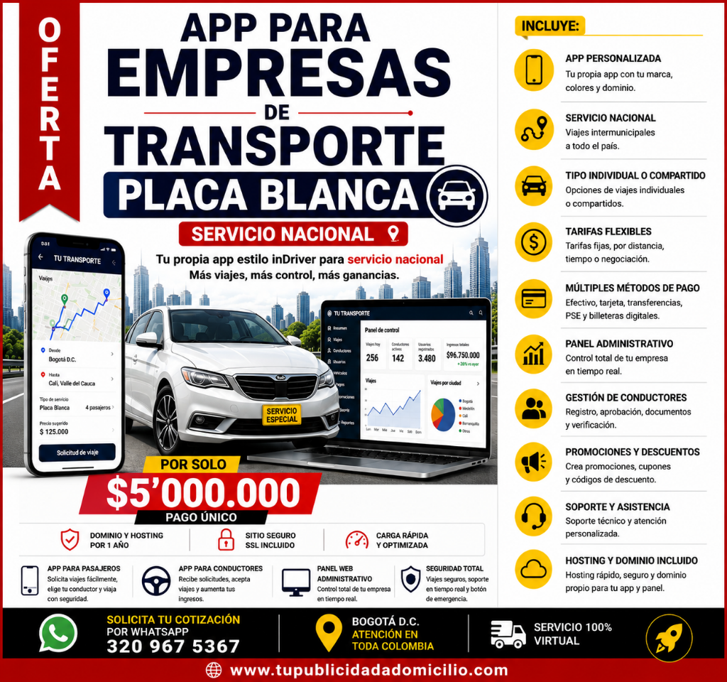 App para Empresas de Transporte (Placa Blanca)
