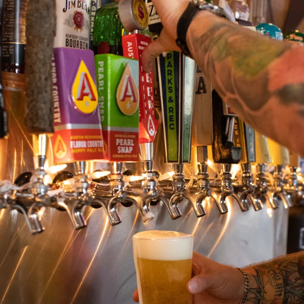 Bar with beer taps
