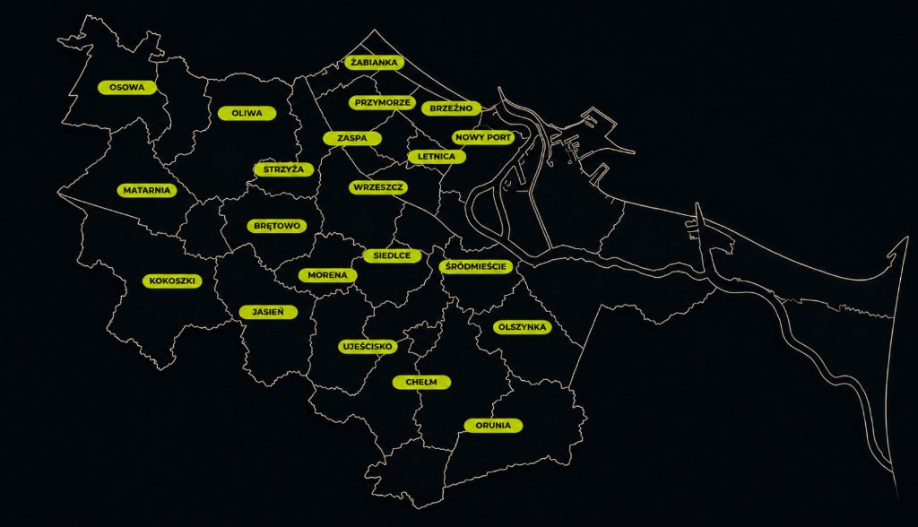 Mapa obszaru działania - Gdańsk