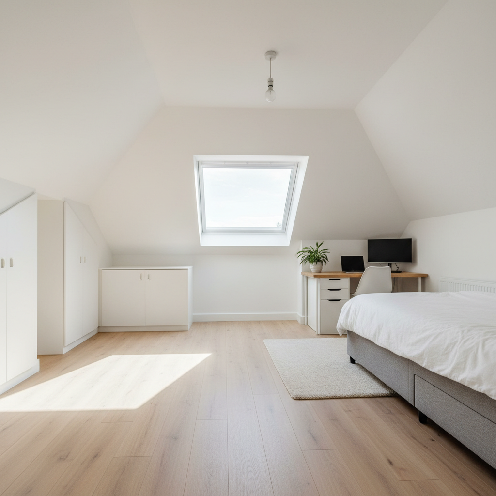 Dormer loft conversion on a new-build semi-detached house in Cramlington, Northumberland