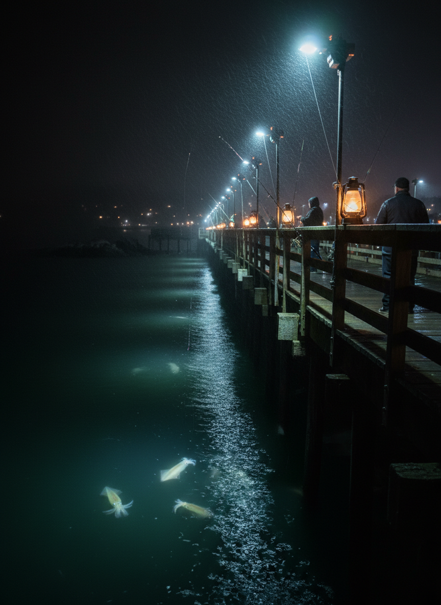 Squid Jigging — Edmonds Pier