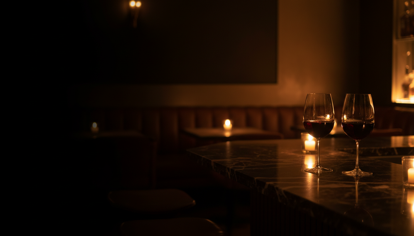 Interior íntimo de Mártires wine bar
