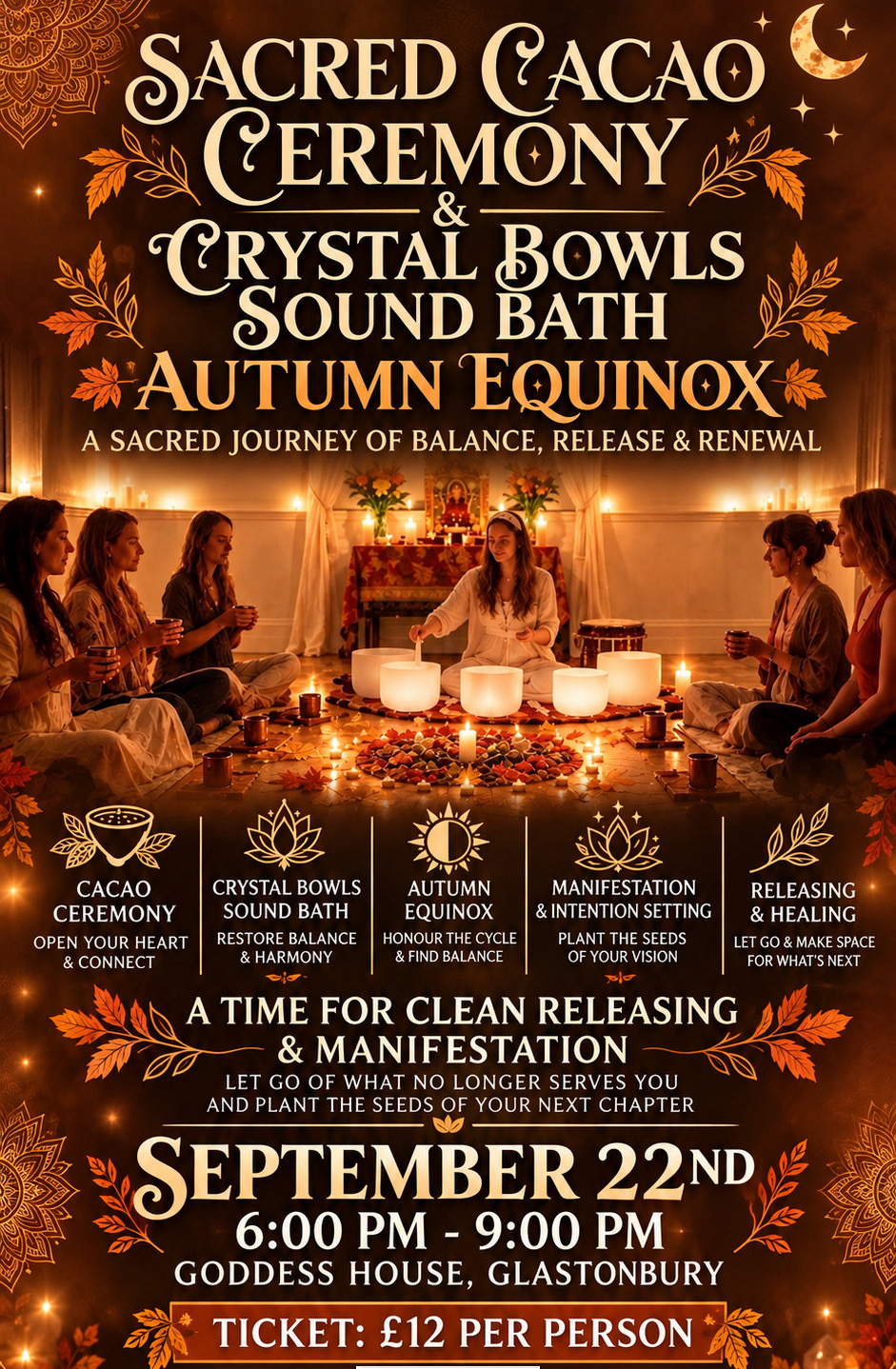 Autumn Equinox Heart Opening Cacao Ceremony & Crystal Sound Bath - Cacao & Sound Bath event space