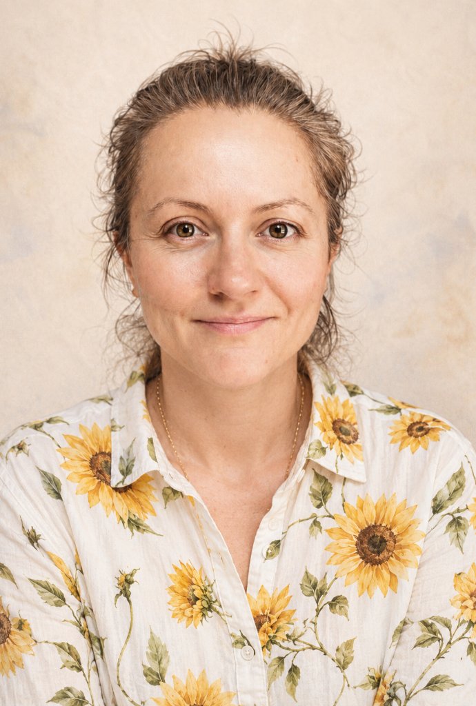 Ioana Sumalan, psychology graduate and certified hypnotherapist, in a natural setting with warm sunlight
