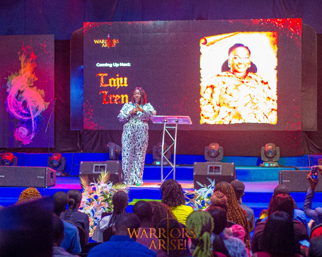 Warriors Arise 2024 — Guest speaker Laju Iren on stage