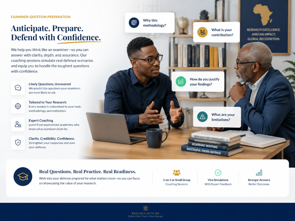 Examiner-question preparation coaching session — anticipate, prepare, and defend with confidence