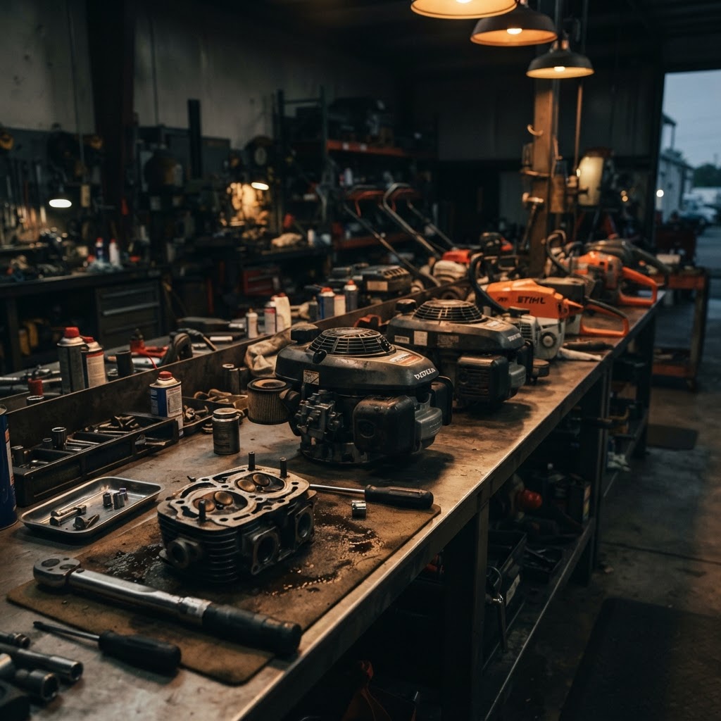 Professional small engine service bay