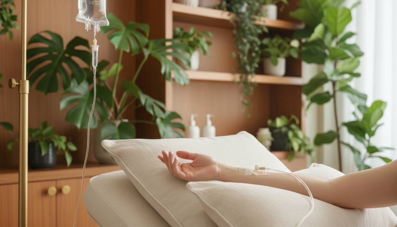 Serene IV therapy treatment in botanical wellness setting