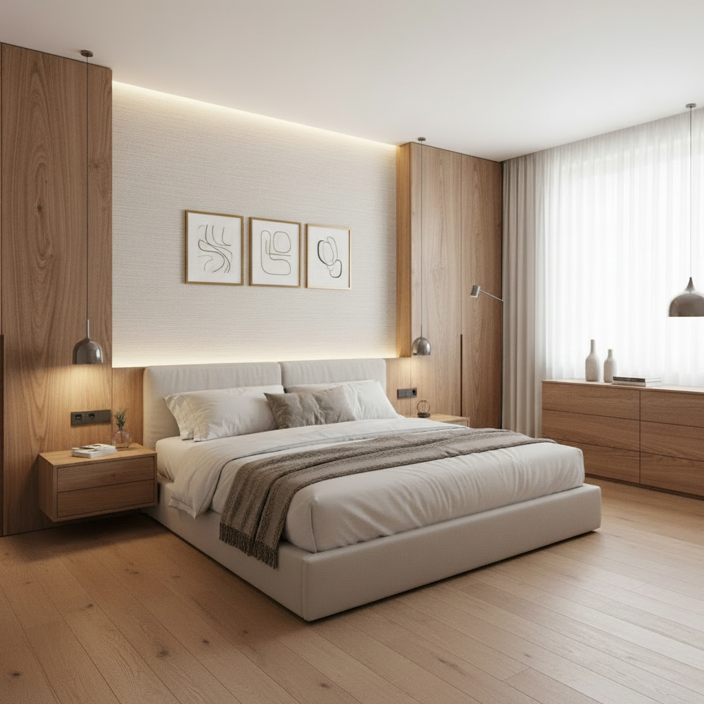 Faux Grasscloth RF001 + Natural Walnut ZX175