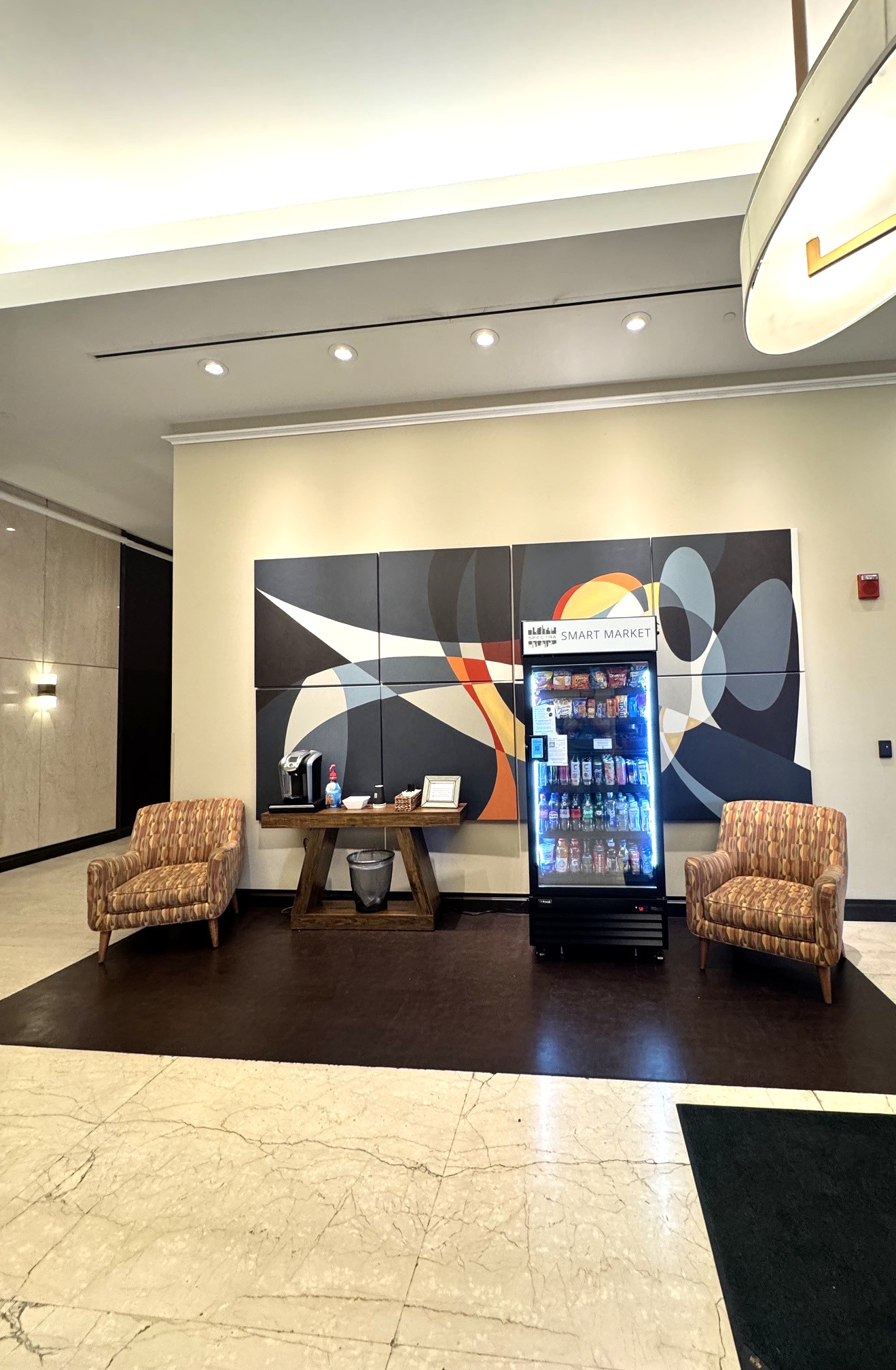 Vertical Smart Cooler in a modern Hartford lobby
