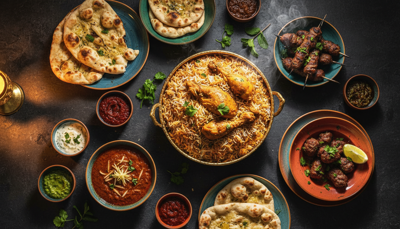 Lavish Pakistani feast spread