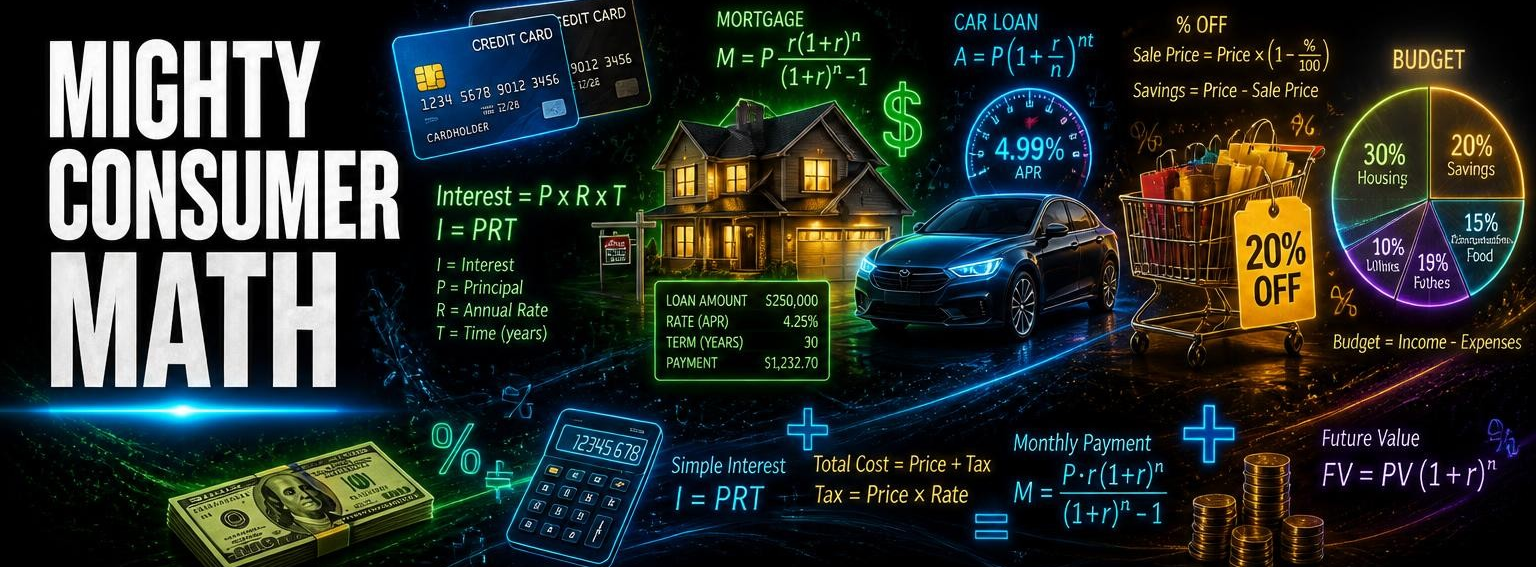 Mighty Consumer Math course banner