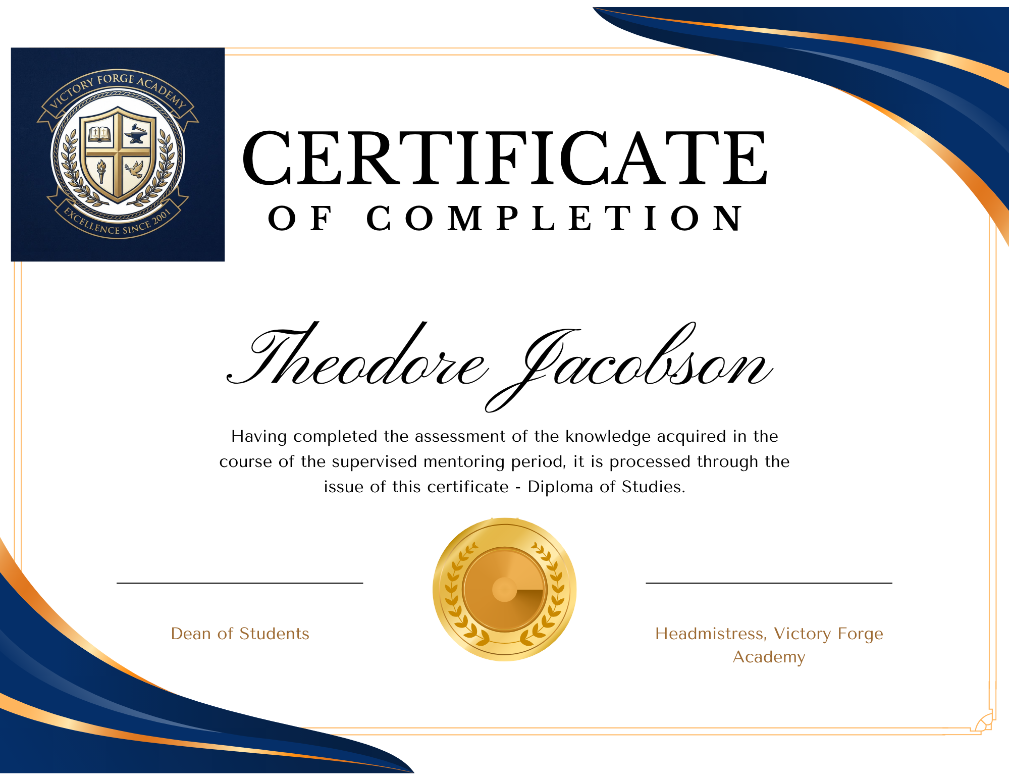 Certificate of Completion
