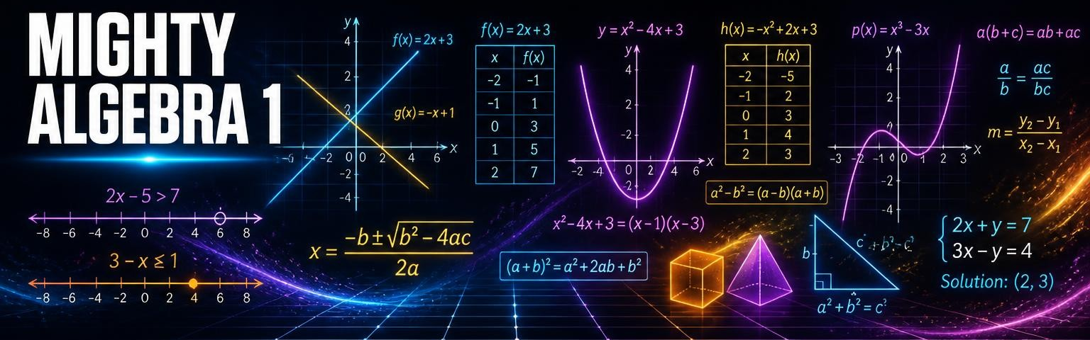 Mighty Algebra 1 course banner