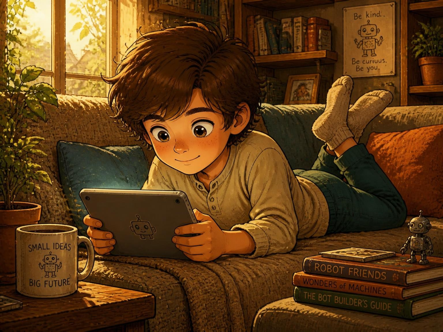 Child enjoying smart screentime on a tablet