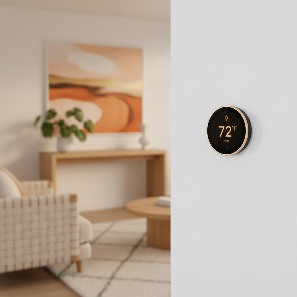 Smart thermostat in a modern home