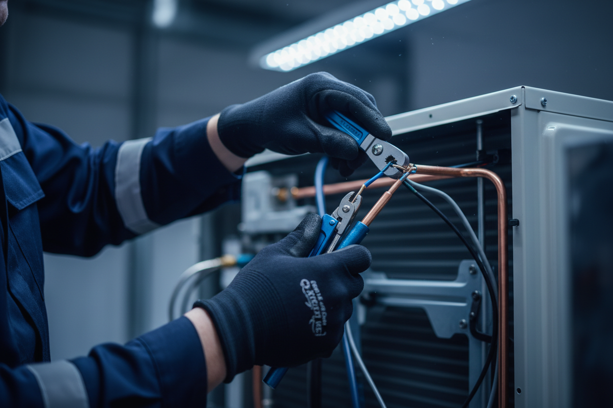 HVAC technician working on a system