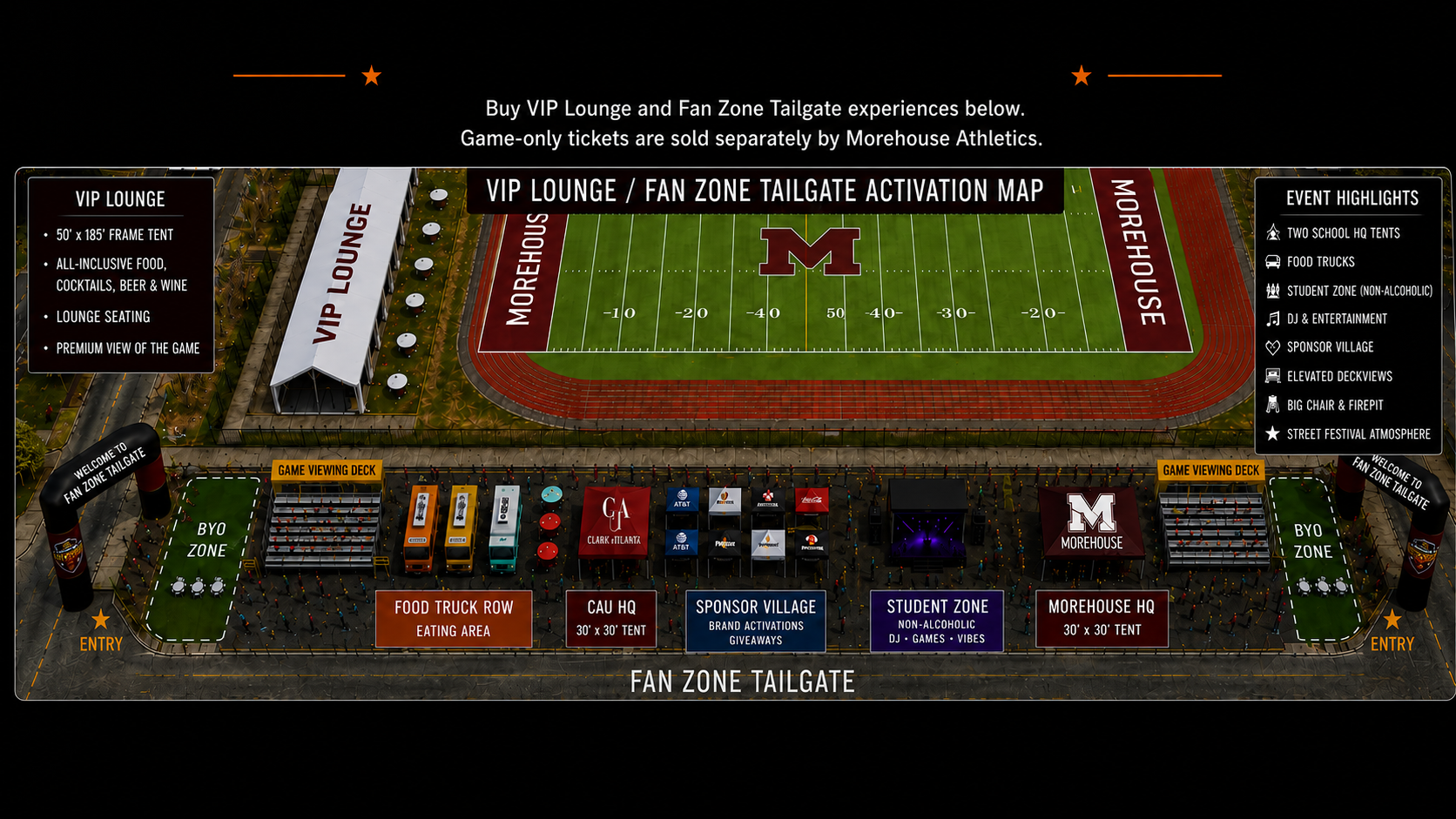 ATL Labor Day Classic VIP Lounge and Fan Zone Tailgate activation map