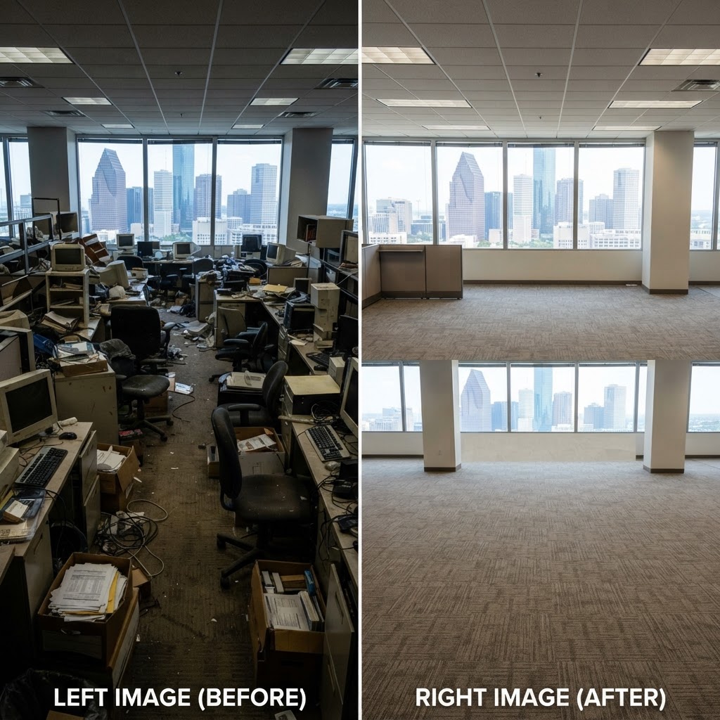 Office cleanout before and after