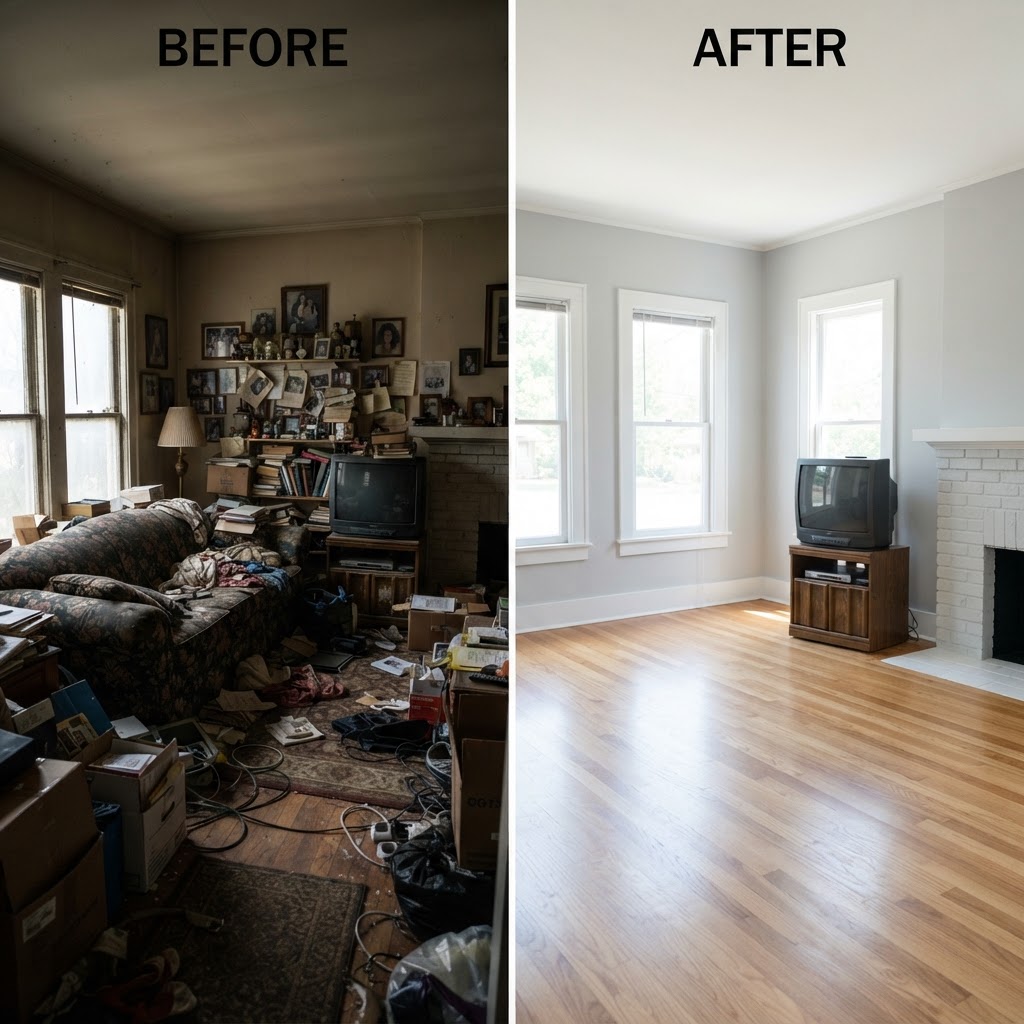 Estate cleanout before and after