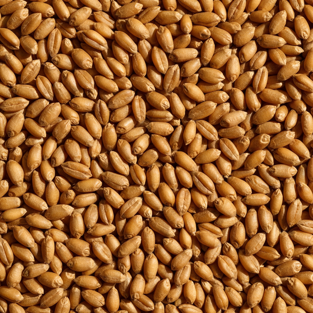 Golden wheat and grain kernels in abundance