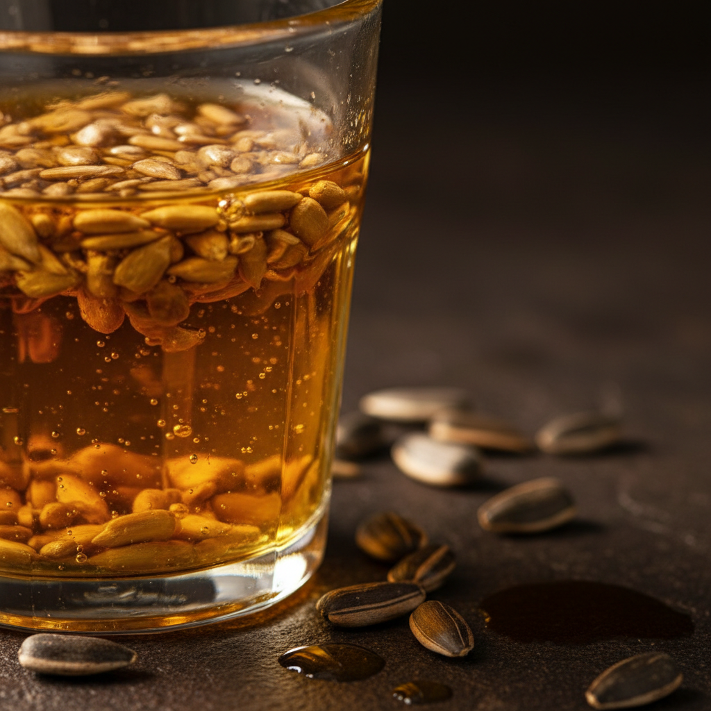 Golden sunflower seeds and crude sunflower oil