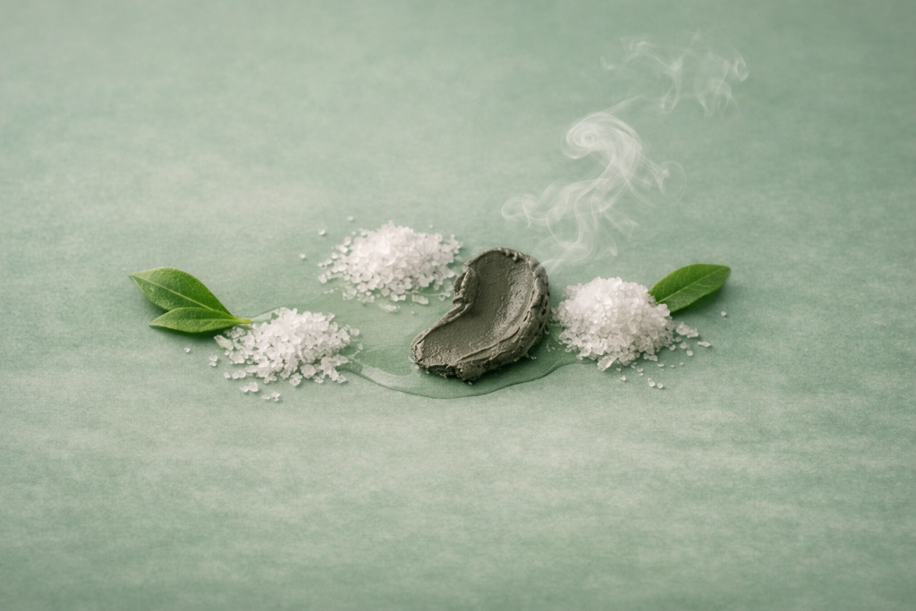 Acqua, fango e sale del Mar Morto — texture dei minerali nei rituali Mineral Ritual