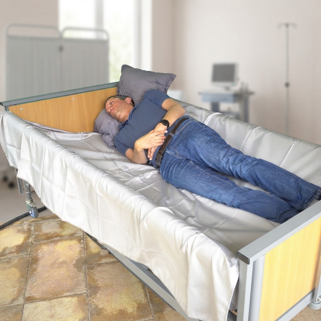 Patient resting comfortably, fully supported by ROBE