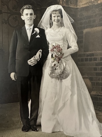 Yvonne and Pete on their wedding day