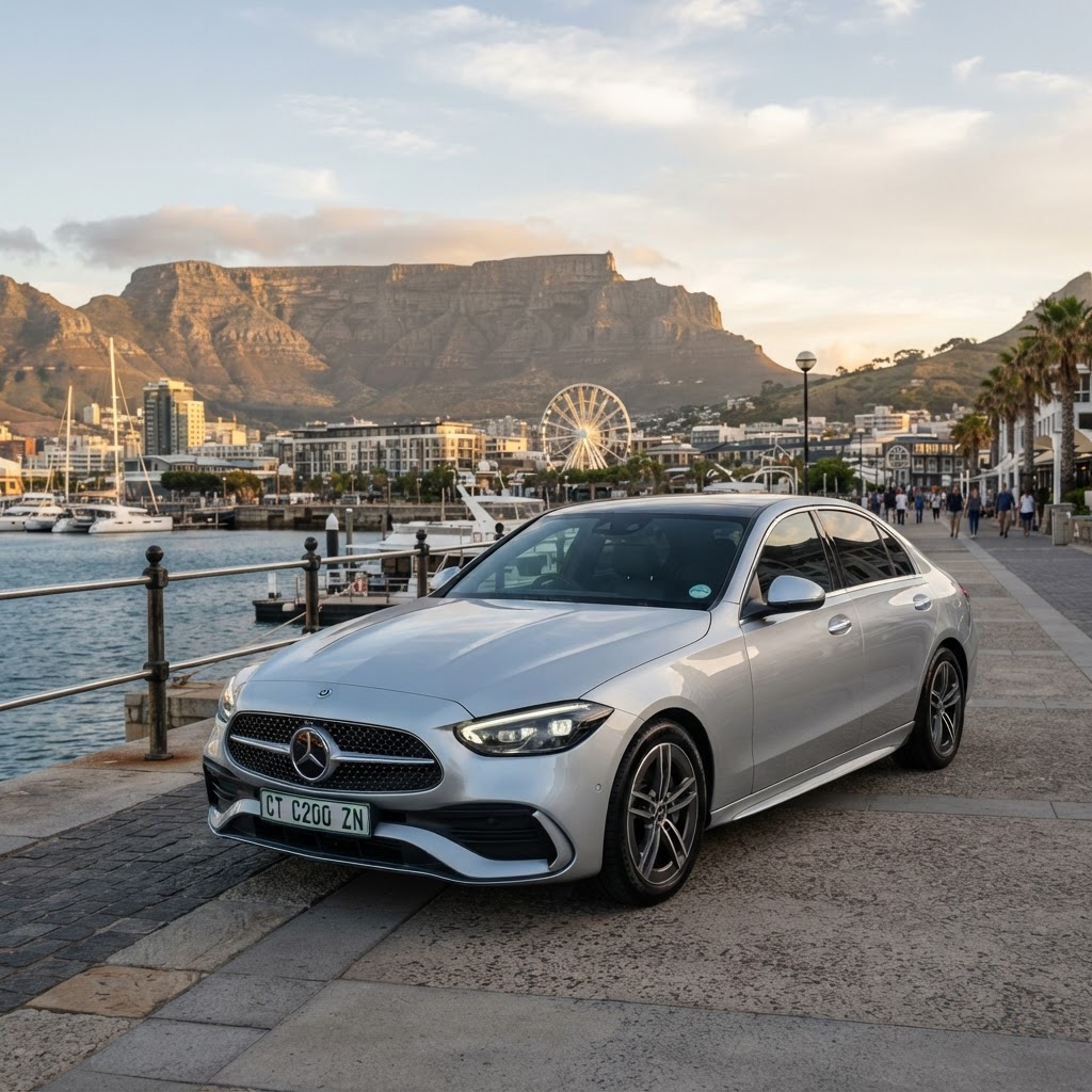 Mercedes-Benz C-Class executive sedan — private airport transfer and Cape Town business travel vehicle for Along the Shaws