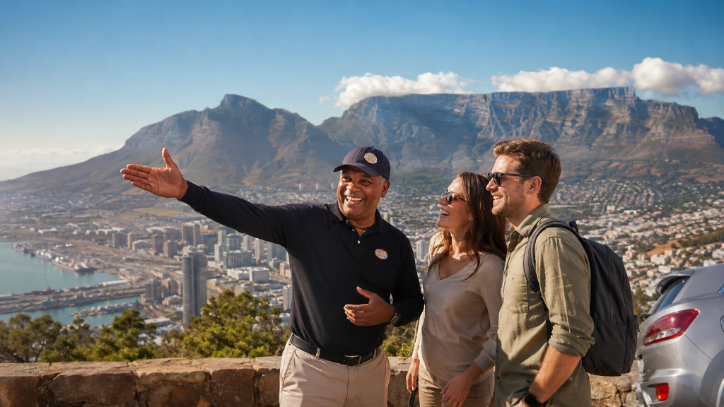 Donovan Shaw hosting a private custom Cape Town tour with Table Mountain, tailored around the guest's interests, pace and travel dates.