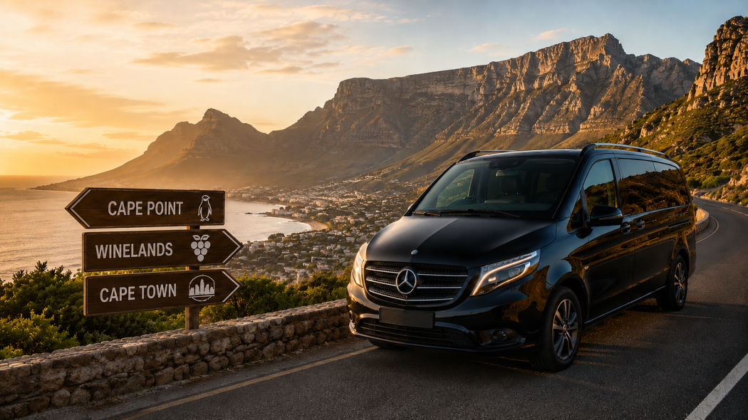 Private Cape Town tour package with comfortable guided transport for Cape Town, the Cape Winelands and Cape Point, Western Cape, South Africa.