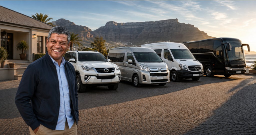 Donovan Shaw Cape Town tours, Along the Shaws private SUV transport, Western Cape shuttle and minibus journeys, Table Mountain airport transfers South Africa, personalised group coach travel authority