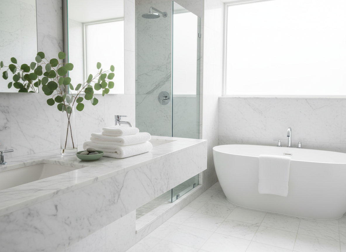 Pristine bathroom cleaned by FreshNest Cleaning