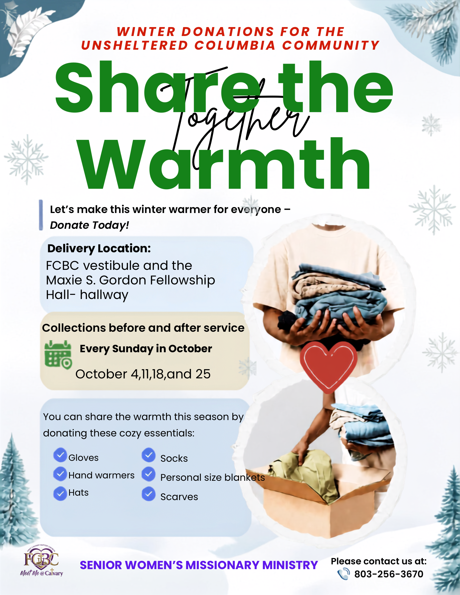 Share the Warmth — Winter Donations for the Unsheltered Columbia Community