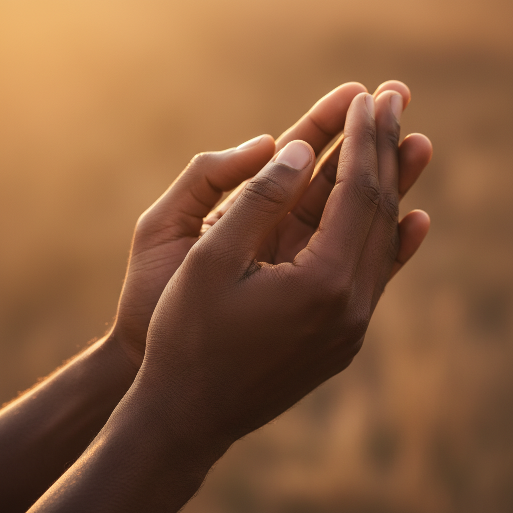 Hands gently clasped together representing generosity and support