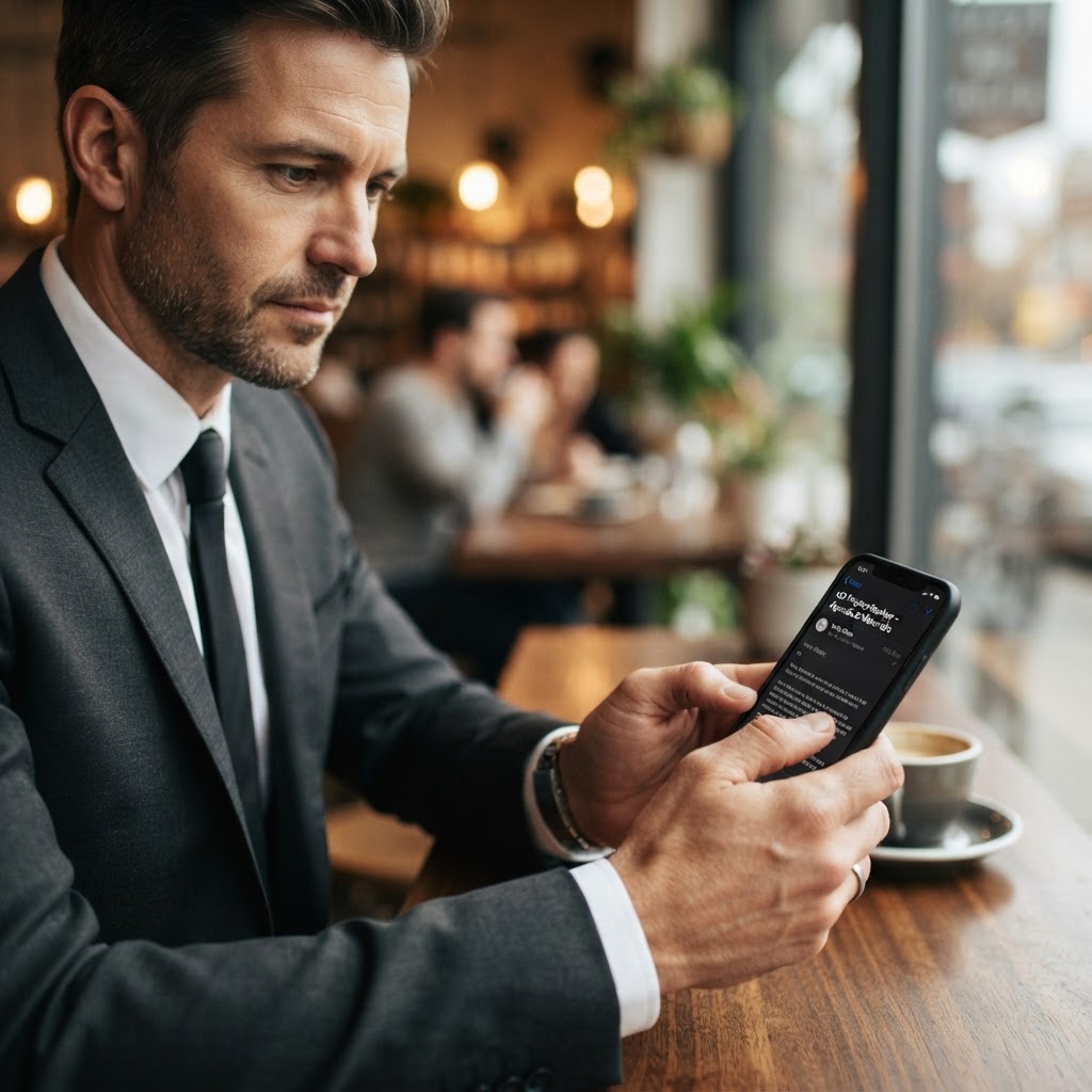 Investor receiving instant deal notifications on phone