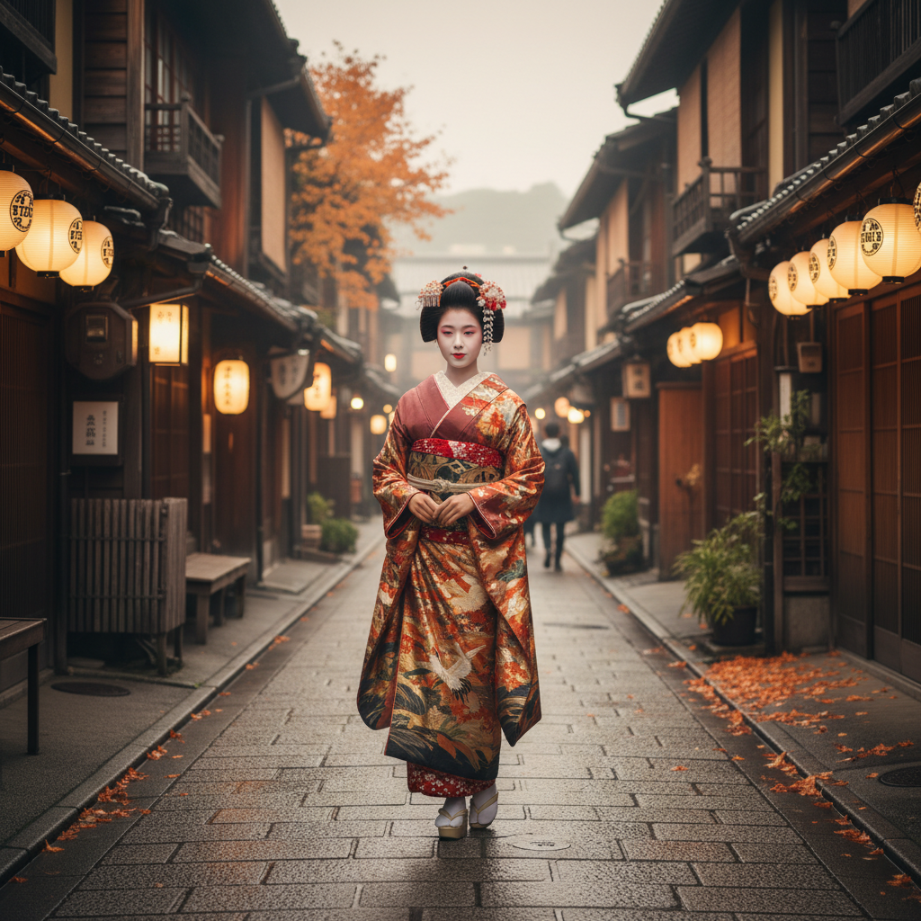 Gheisa paseando por el barrio de Gion, Kyoto