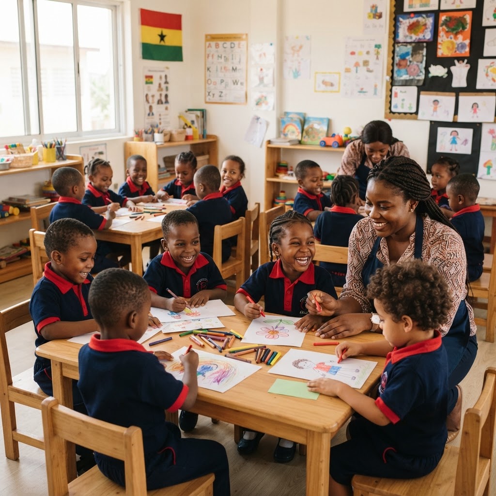Teacher with students at GOIS