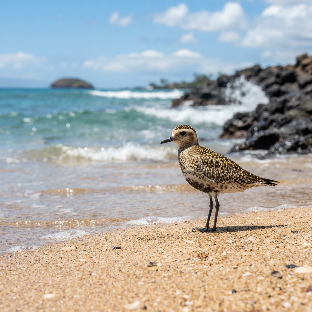 Pacific golden-plover (kōlea) on the beach at Kamaole III