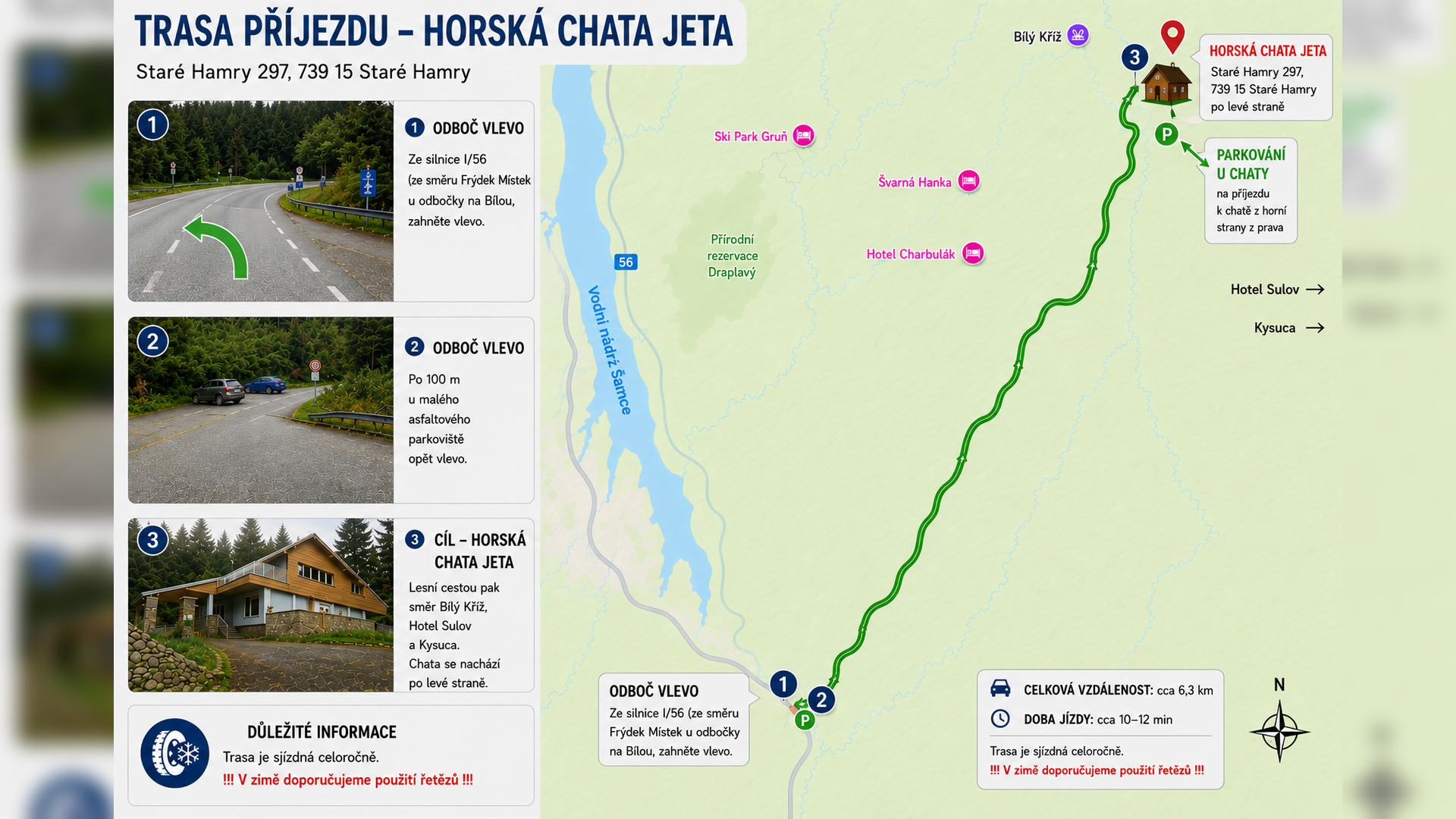 Trasa příjezdu – Horská chata Jeta, Staré Hamry 297