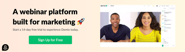 Demio webinar dashboard interface
