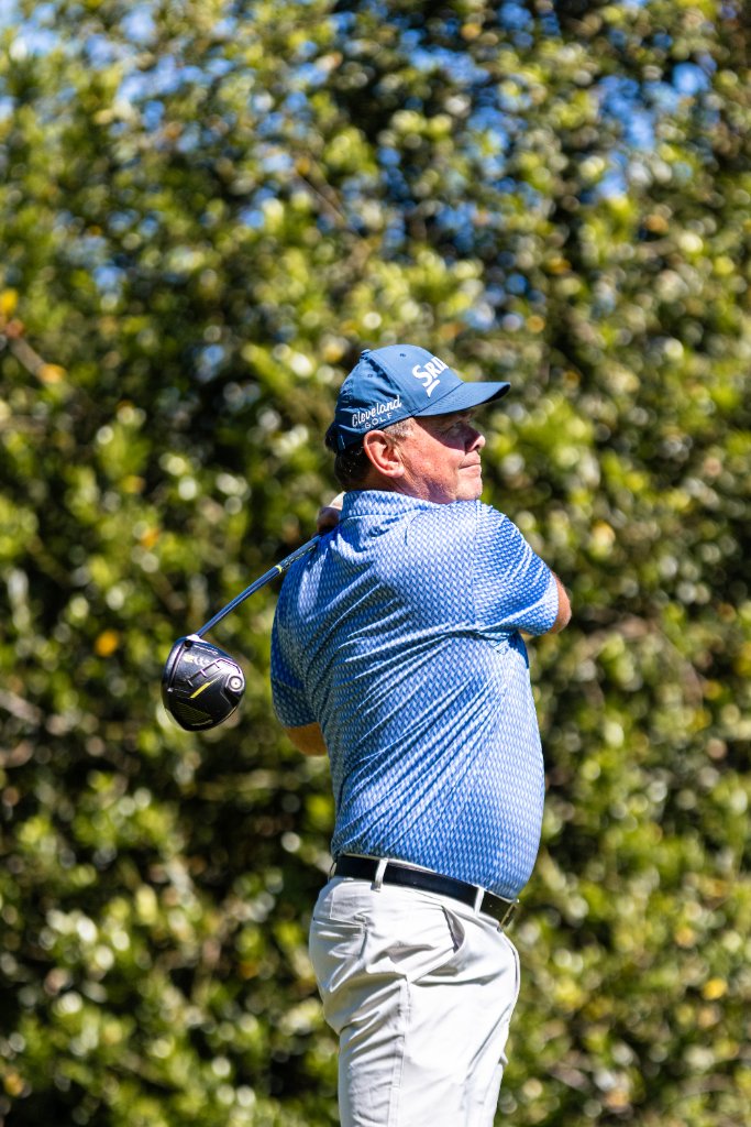 Golfer following through on a driver shot