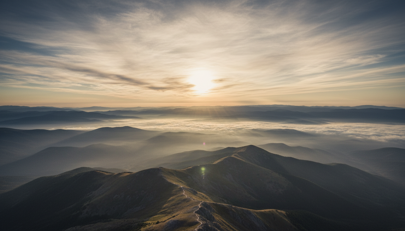 Berglandschaft im Morgenlicht — Perspektive und Vision