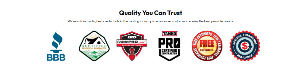 BBB, IKO ShieldPRO, Malarkey Certified, TAMKO Pro, Free Estimates, Special Financing